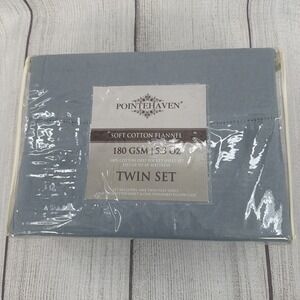 Pointehaven Sheet Set TWIN Dusty Blue 100% Cotton Brushed Flannel Soft Solid